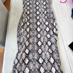 See You Monday Black and Cream Snake Print dress